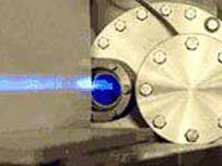 The beam going through a UHV chamber window